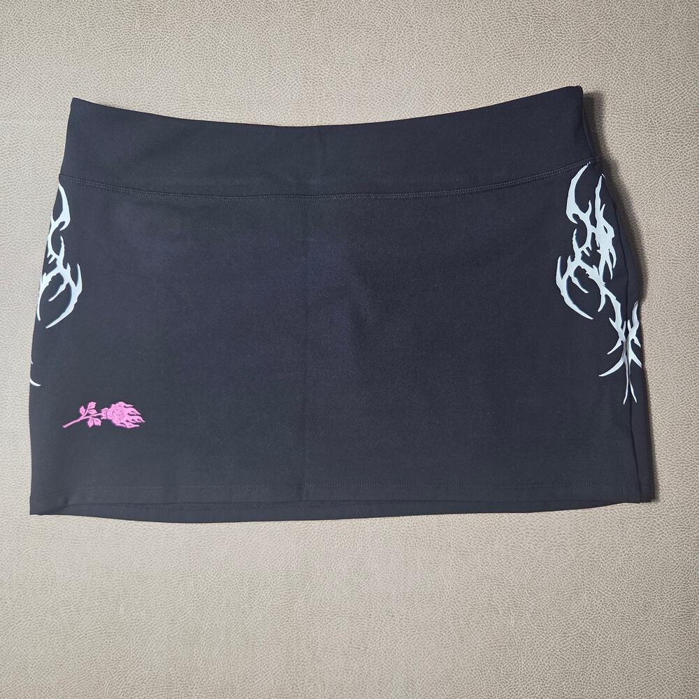 Civil Regime Roses From Concrete Cyber Tribal Graphic Mini Skirt L NWT